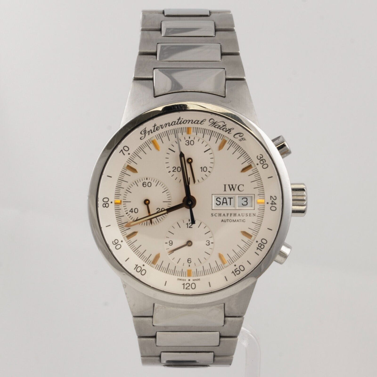 IWC Schaffhausen GST Chronograph Steel White Dial 39mm Watch IW370713