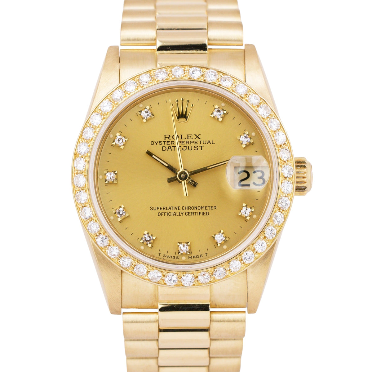 Rolex 18K Gold President Datejust 31MM Diamond Dial Watch 68278 – Cileone  Jewelers