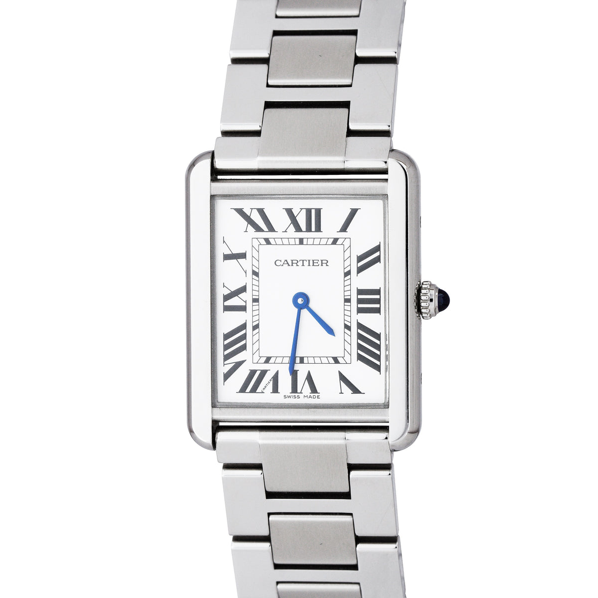 Cartier Tank Solo Large Stainless Steel Ivory Roman Quartz 3169 / W520