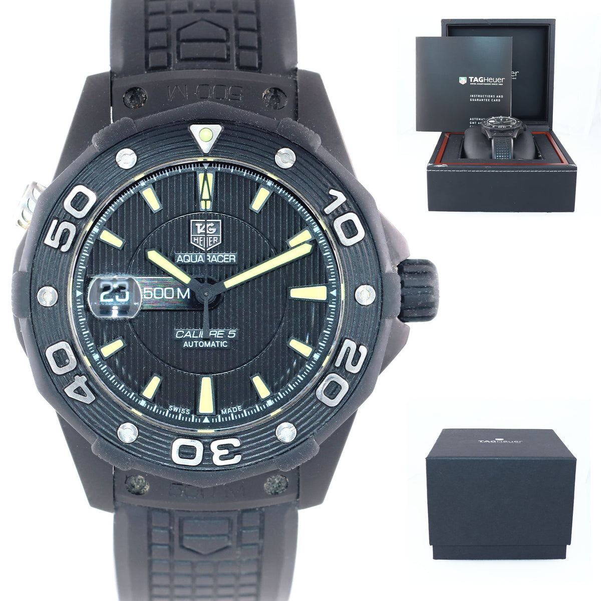 BOX PAPERS Tag Heuer Aquaracer WAJ2180 Full Black Calibre 5 Diver 43mm