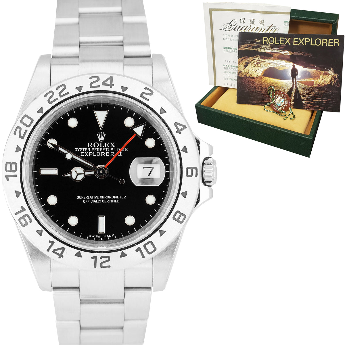 2003 Rolex Explorer II Black SEL 40mm GMT Watch 16570