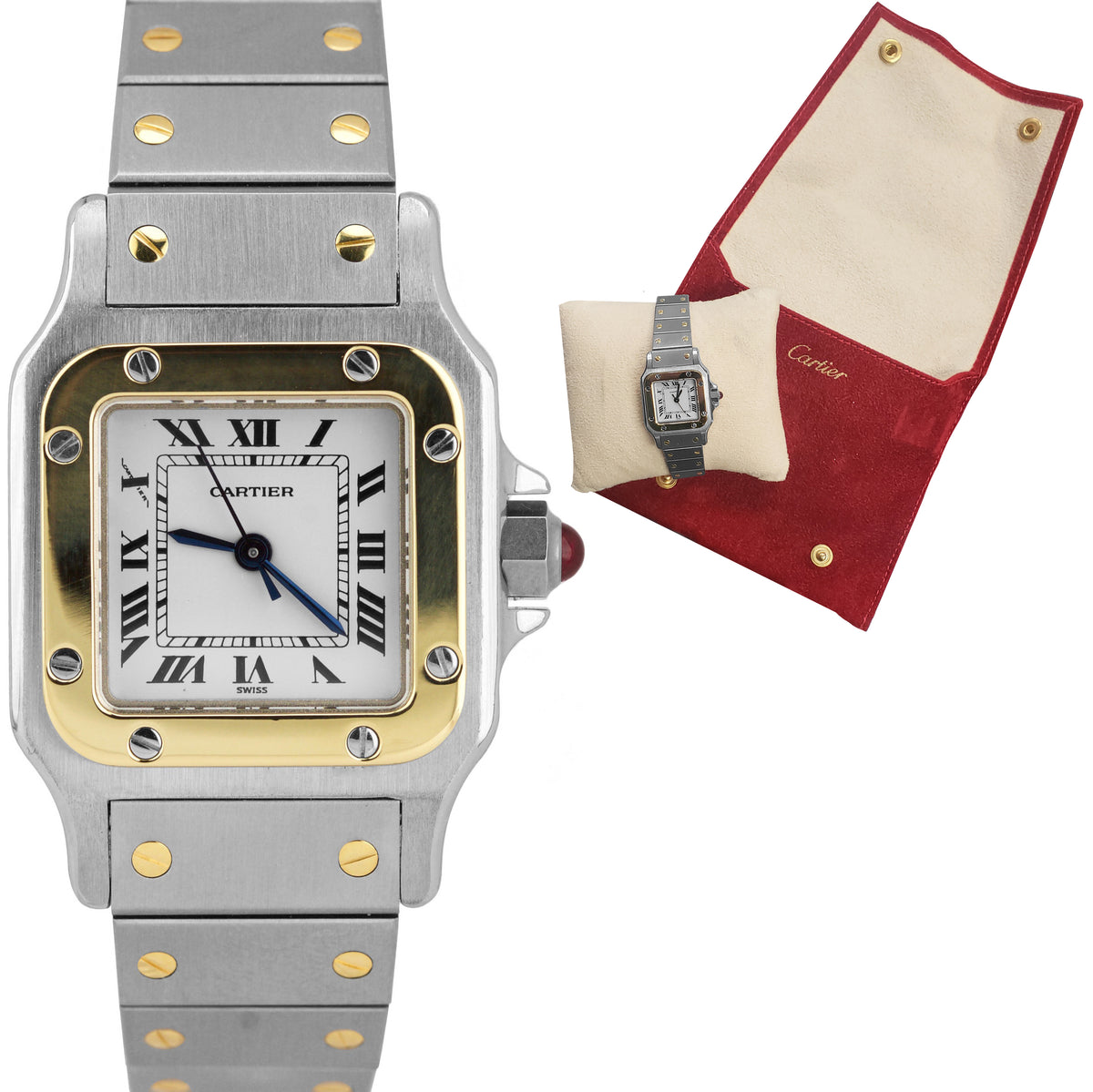 MINT Ladies Cartier Santos Carree 0902 Two Tone Gold 23mm Automatic Sw