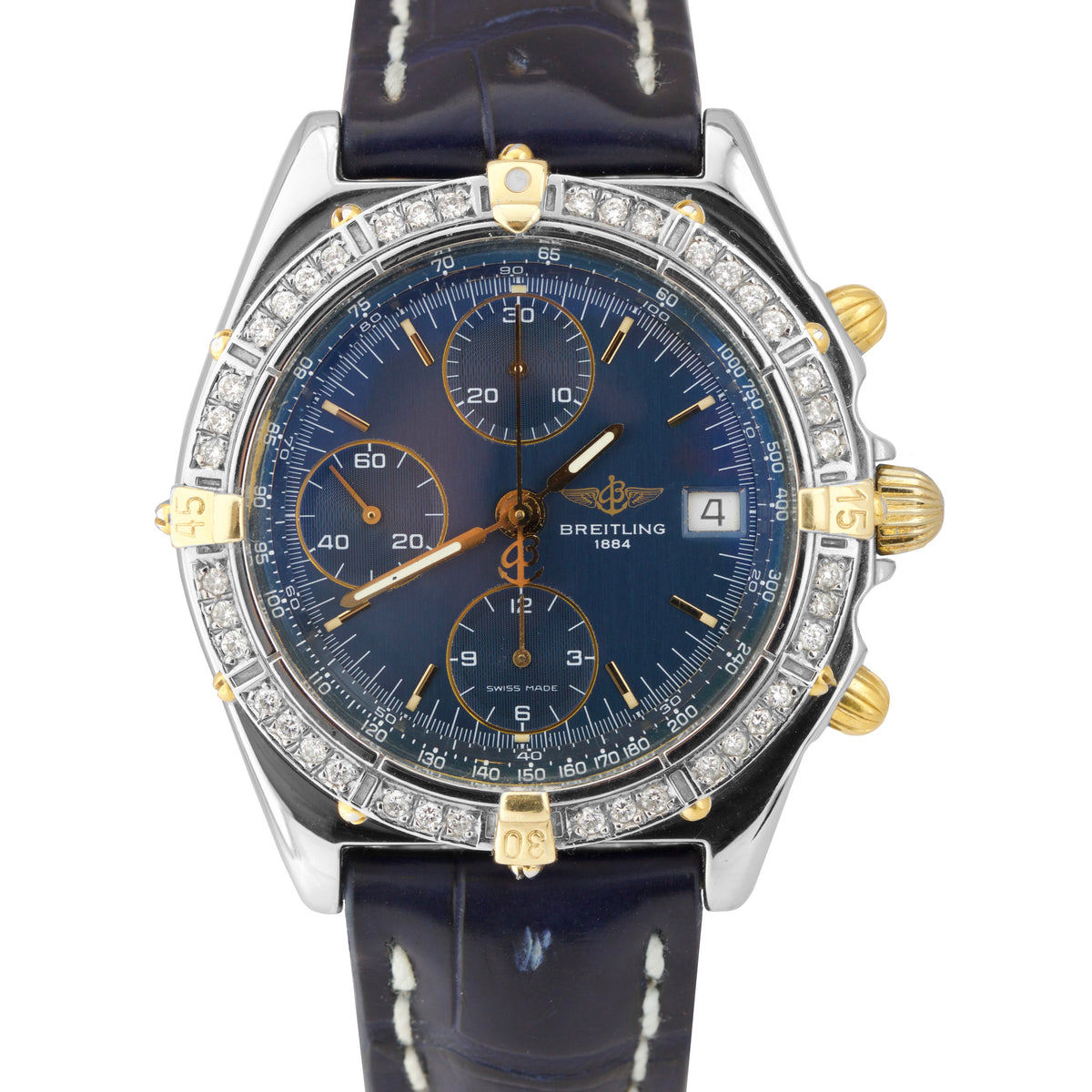 Breitling Chronomat Automatic Chronograph 39mm Blue B13048 2 Tone Diam