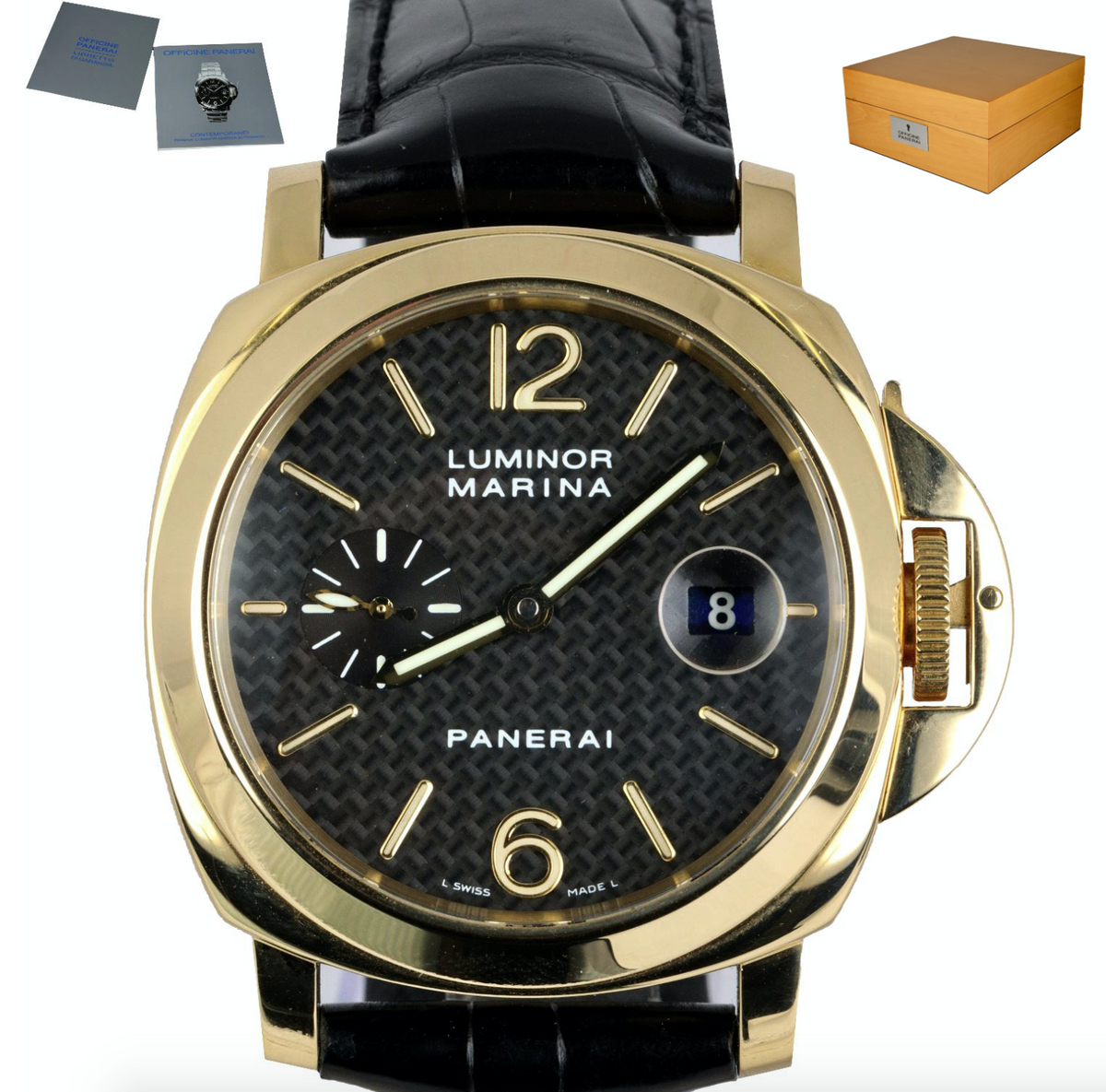 MINT Panerai Luminor Marina PAM 140 18K Yellow Gold Carbon