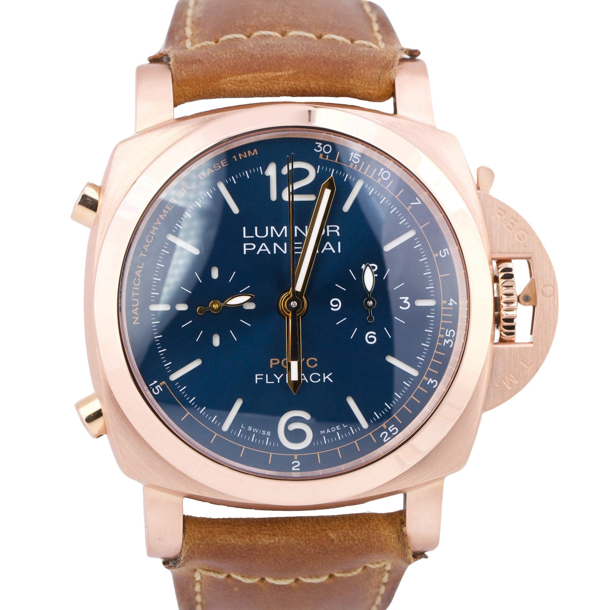 Panerai Luminor Yachts Challenge PAM1020 18K Rose Gold Blue 44mm Watch