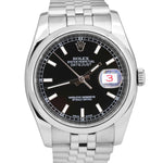 Rolex DateJust 36mm Black RED ROULETTE Stainless Steel JUBILEE 116200 Watch