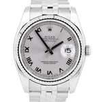 PAPERS Rolex DateJust 36mm SILVER ROMAN Stainless Steel 18K 116234 Watch BOX