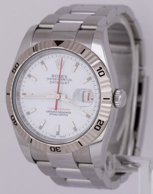 Rolex DateJust Turn-O-Graph Thunderbird White Red Stainless Steel Watch 116264