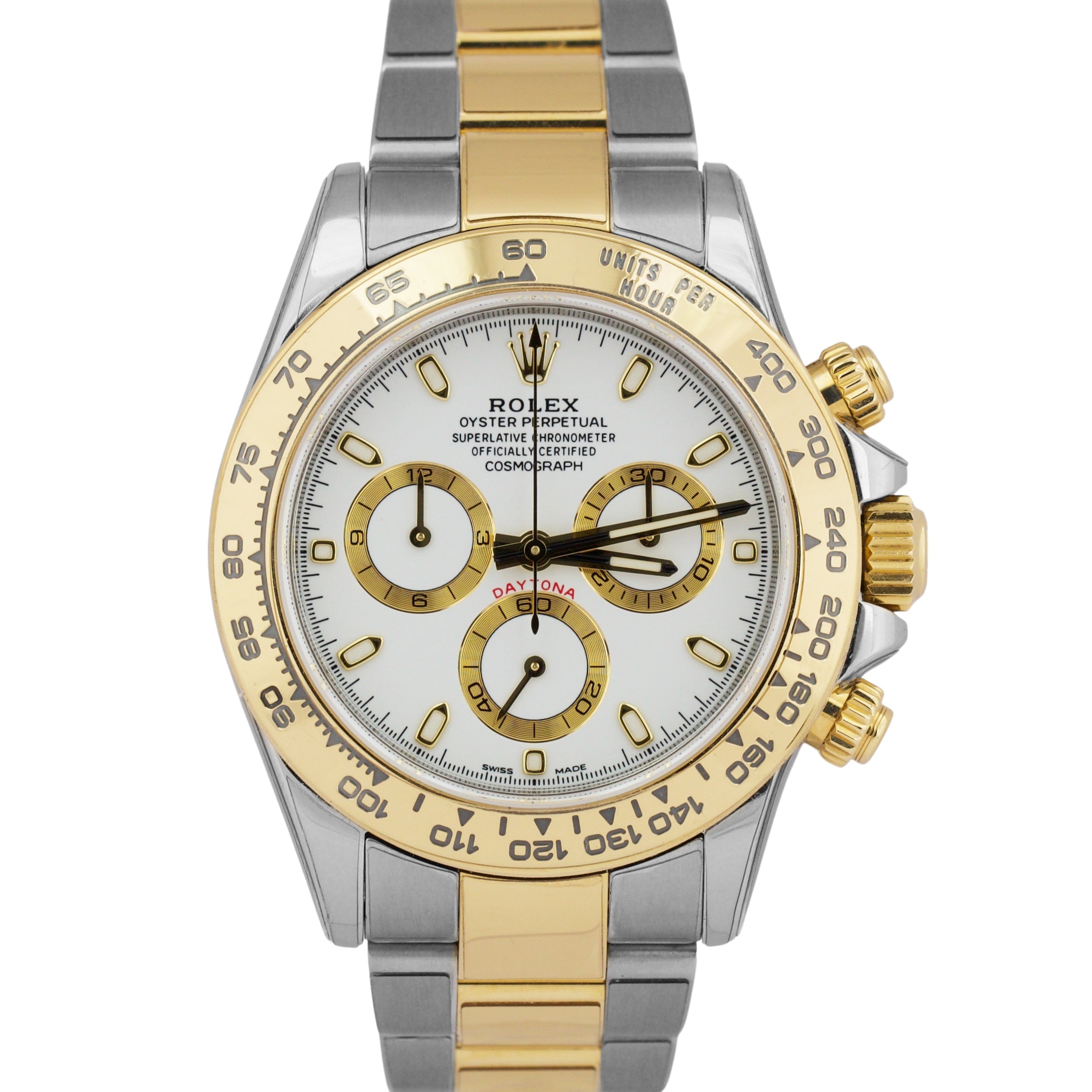 PAPERS Rolex Daytona Cosmograph WHITE Two-Tone 18K Yellow Gold Steel 116503 BOX