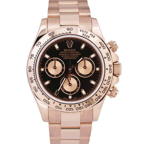 PAPERS Rolex Daytona Cosmograph 40mm BLACK 18K Rose Gold Watch 116505 BOX