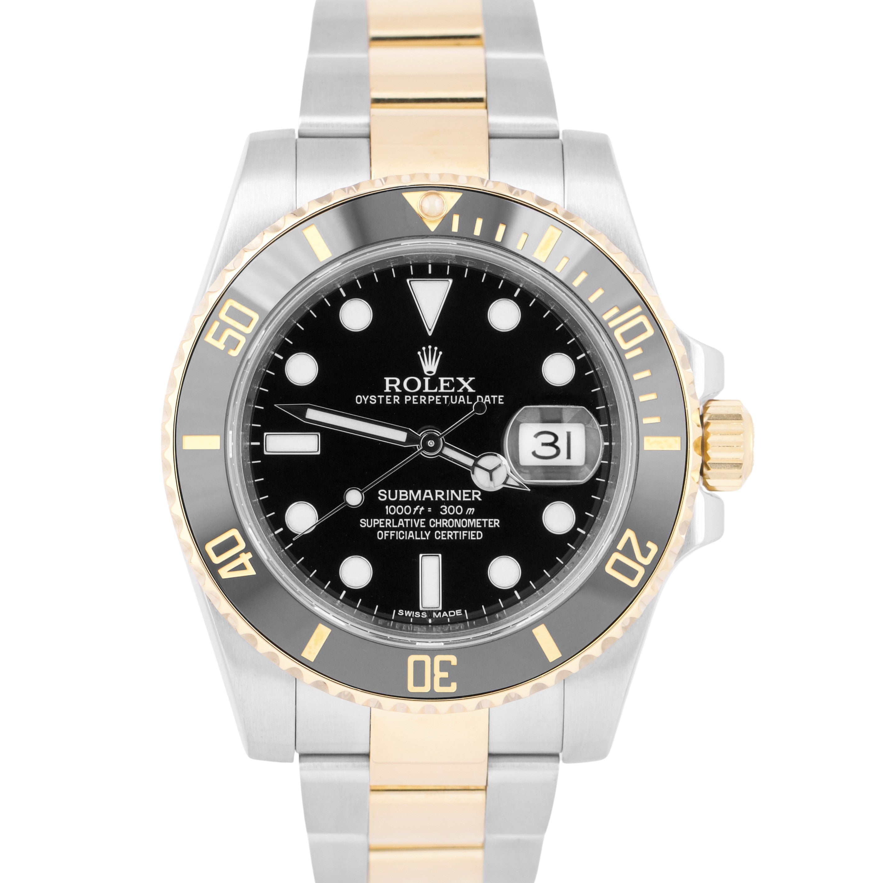 PAPERS Rolex Submariner Date Ceramic Black 40mm 18K Gold Steel 116613 LN BOX