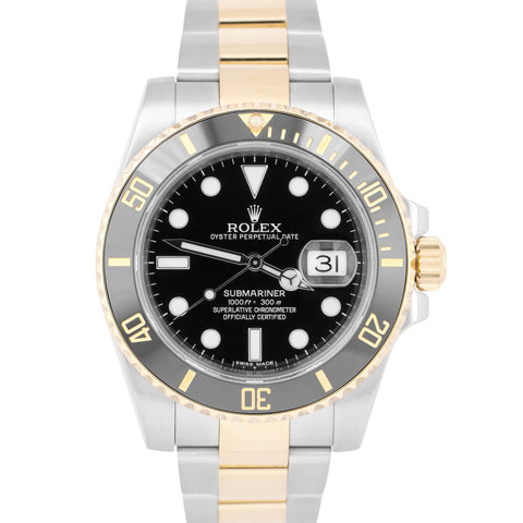 MINT Rolex Submariner Date Ceramic Black 40mm 18K Gold Steel Two-Tone 116613 LN