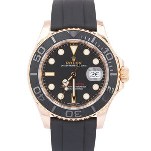 MINT Rolex Yacht-Master 18K Rose Gold Black Oysterflex Rubber 40mm Watch 116655