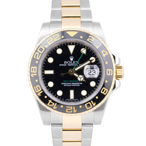 MINT Rolex GMT-Master II 116713 Black Ceramic Two-Tone 18K Gold Stainless 40mm