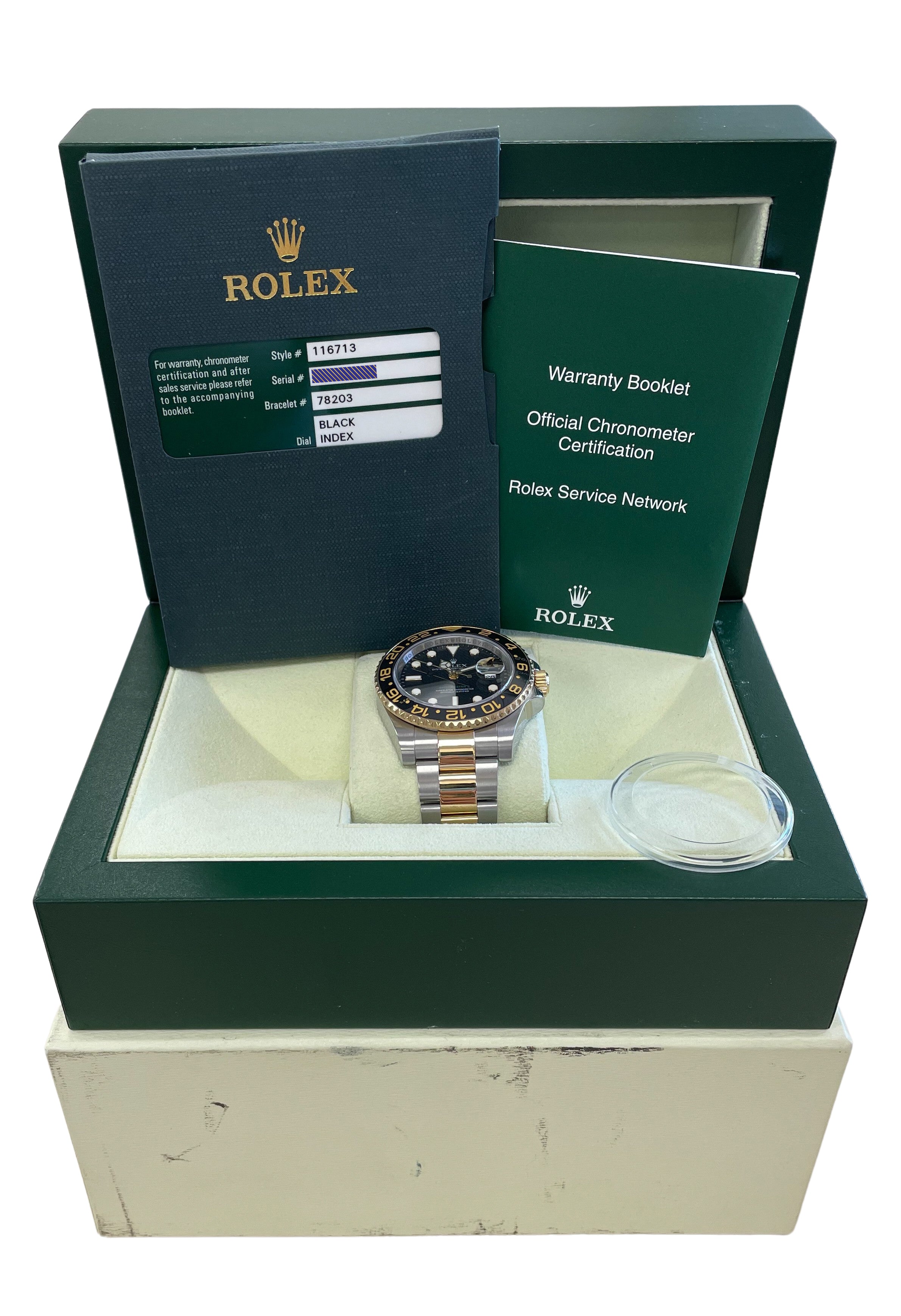 Rolex GMT-Master II Ceramic 116713 Black Two-Tone 18K Stainless PAPERS 40mm B+P