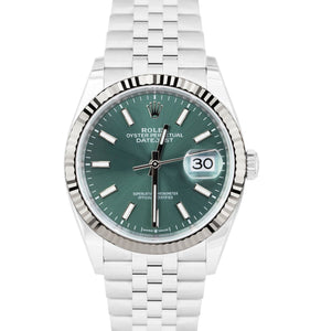 BRAND NEW JULY 2024 PAPERS Rolex DateJust 36 MINT GREEN Steel Jubilee 126234 BOX