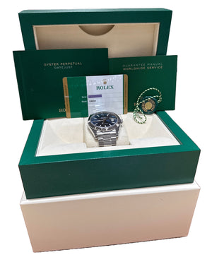 MINT PAPERS Rolex DateJust 41 BLUE Stainless Steel 18K Fluted Oyster 126334 BOX