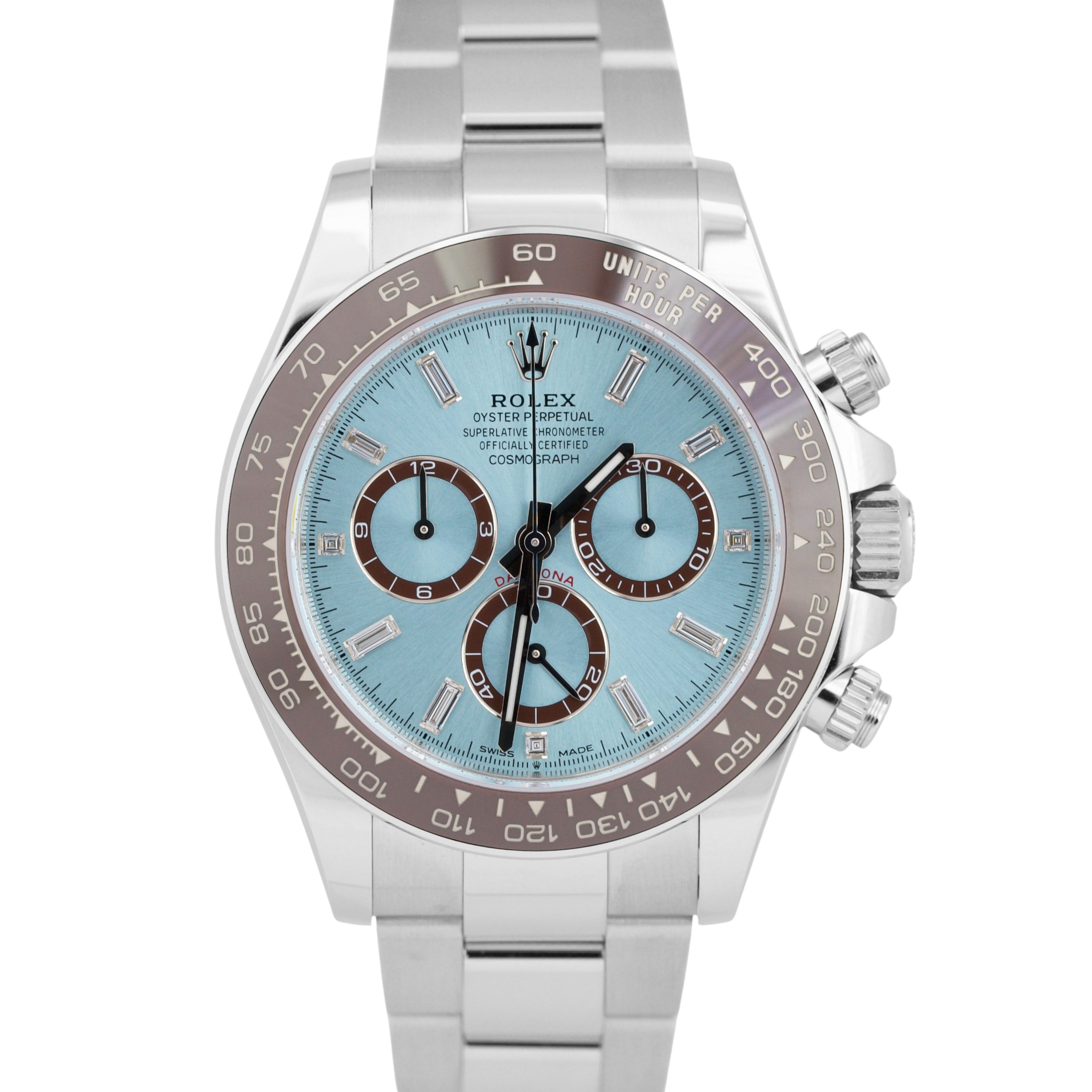 NEW 2024 PAPERS Rolex Daytona GLACIER BLUE BAGUETTE 40mm Platinum 126506 BOX