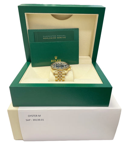 MINT 2023 Rolex GMT-Master II 18K Yellow Gold JUBILEE 40mm Watch 126718 GRNR BOX