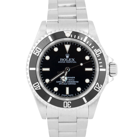 Rolex Submariner No-Date Black 4 LINE REHAUT Stainless Steel 40mm 14060M BOX