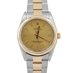 Rolex Oyster Perpetual Champagne Two-Tone 18K Yellow Gold Steel 34mm 14203 Watch