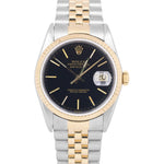 MINT Rolex DateJust 36mm BLACK Two-Tone 18K JUBILEE Gold Steel NO-HOLES 16233