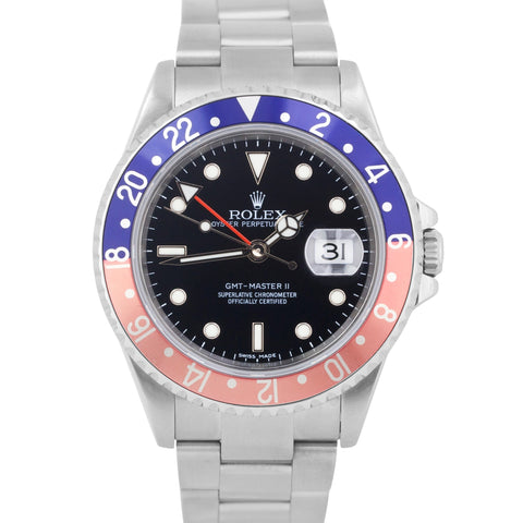 MINT Rolex GMT-Master II PEPSI Red Blue NO-HOLES Steel 3186 40mm 16710 Watch