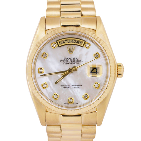 Rolex Day-Date President 36mm MOTHER OF PEARL DIAMOND 18038 18K Gold Watch