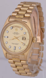 Rolex Day-Date President 36mm Champagne DIAMOND LINEN BARK 18K Yellow Gold 1807
