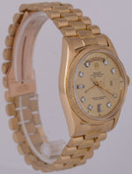 Rolex Day-Date President 36mm Champagne DIAMOND LINEN BARK 18K Yellow Gold 1807