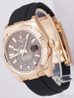 2021 Rolex Sky-Dweller 18K Rose Gold Chocolate Oysterflex 326235 42mm Watch B+P