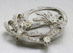 Antique Art Deco Platinum 3.00ctw F/VS2 Diamond Floral Oval Brooch Pendant