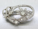 Antique Art Deco Platinum 3.00ctw F/VS2 Diamond Floral Oval Brooch Pendant