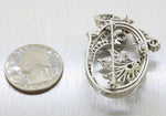 Antique Art Deco Platinum 3.00ctw F/VS2 Diamond Floral Oval Brooch Pendant