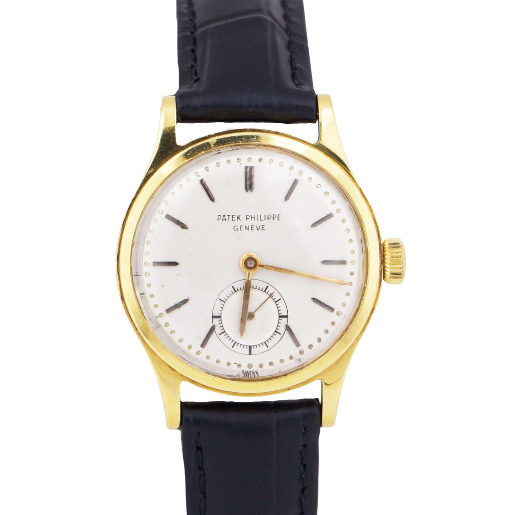 Patek Philippe Calatrava JUMBO 2481 Silver 18K Yellow Gold Manual Leather 37mm