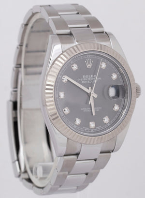 MINT PAPERS Rolex DateJust DIAMOND Rhodium 41mm Steel Oyster Watch 126334 BOX