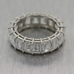 Modern Platinum 7.63ctw Emerald Cut Diamond Eternity Band Ring