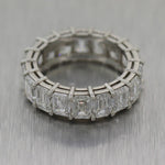 Modern Platinum 7.63ctw Emerald Cut Diamond Eternity Band Ring