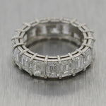 Modern Platinum 7.63ctw Emerald Cut Diamond Eternity Band Ring