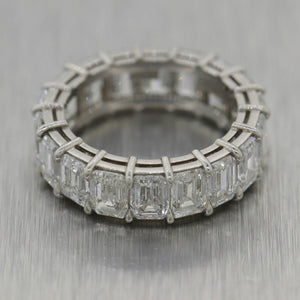 Modern Platinum 7.63ctw Emerald Cut Diamond Eternity Band Ring