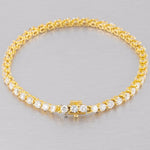 Modern 18k Yellow Gold 46 Stone F VS1 Diamond Tennis Bracelet 4.60ctw 6.75"