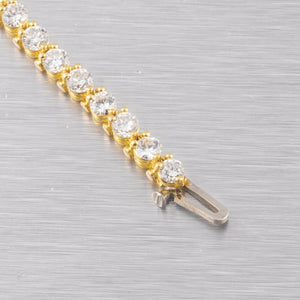 Modern 18k Yellow Gold 46 Stone F VS1 Diamond Tennis Bracelet 4.60ctw 6.75"