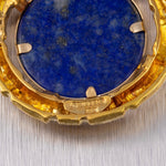 DAVID WEBB 18k Yellow Gold Bamboo Circle Lapis Pendant w/ Certificate