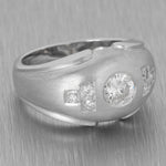 14k White Gold Bezel Set Diamond Airbrushed Domed Ring 0.53ctw Size 6.75