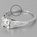 1930's Antique Art Deco 18k White Gold Diamond Engagement Ring 0.76ctw