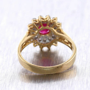 Vintage Estate 14k Yellow Gold 1.46ctw Ruby & Diamond Cocktail Ring