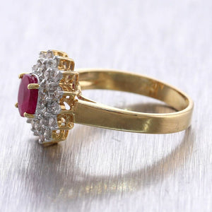 Vintage Estate 14k Yellow Gold 1.46ctw Ruby & Diamond Cocktail Ring