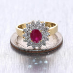 Vintage Estate 14k Yellow Gold 1.46ctw Ruby & Diamond Cocktail Ring