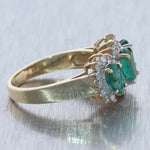 Vintage Estate 14k Yellow Gold 2.75ctw Emerald & Diamond Band Ring