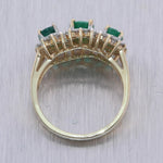 Vintage Estate 14k Yellow Gold 2.75ctw Emerald & Diamond Band Ring